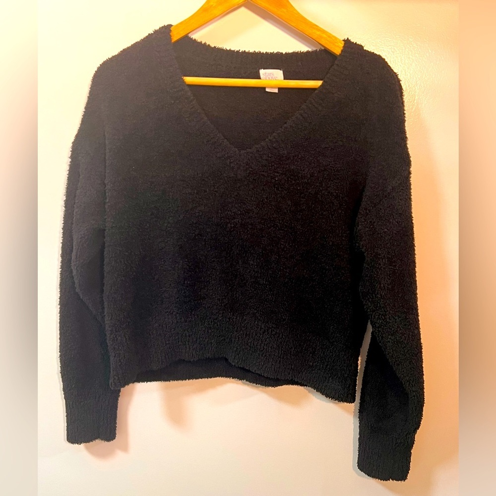 Black Fuzzy Crop Top